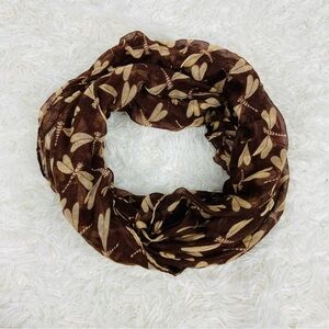 CHARMING CHARLIE brown & tan dragon fly infinity scarf
